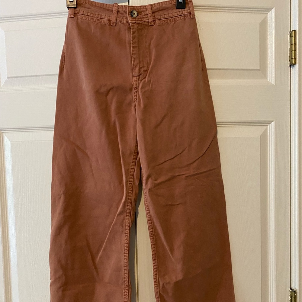 Free people wide leg high waisted dark pink pant
